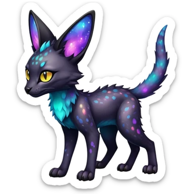 Cute Epic Colorful Edgy Dark Black Iridescent Nebula Sergal-Serval-Vernid full body sticker