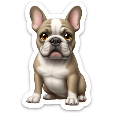 Gray and tan French bull bulldog missing front right arm  sticker