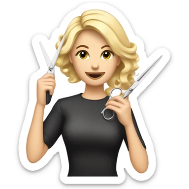 Blonde beautician cutting hair sticker
