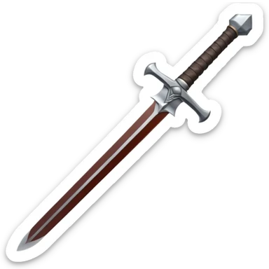 a viking blade, bastard sword, transparent background, the hilt is bound in black, straight blade sticker