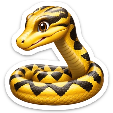 cinematic-cute-anaconda-portrait-emoji,-head-tilted-playfully-and-inquisitively,-with-a-sleek,-shimmering-body-adorned-with-detailed-scale-sriped patterns-and-round,-sparkling-eyes-full-of-wonder,-simplified-yet-irresistibly-adorable-features sticker
