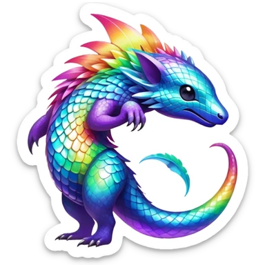  Shiny sparkly fantasy transparent bioluminescent luminescent vibrant bright pastel dark exotic tropical iridescent colorful nebula rainbow gradients cyber-Protogen-Fakémon-Pokémon-Vernid-creature sticker