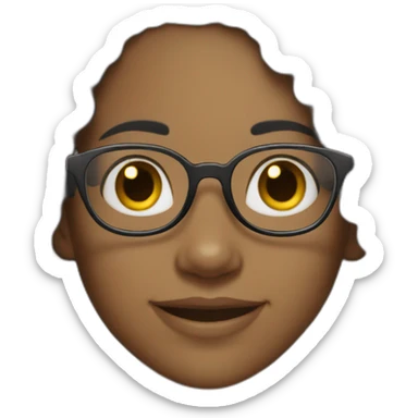 smiling black girl with long black curly hair and round glasses sticker