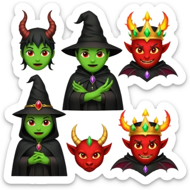 Make emojis for a server called crimson fire dominion on discord Make them witch or demon themed sticker