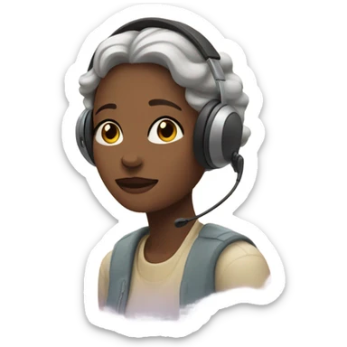 Clouds and headsets and pastels and women sticker