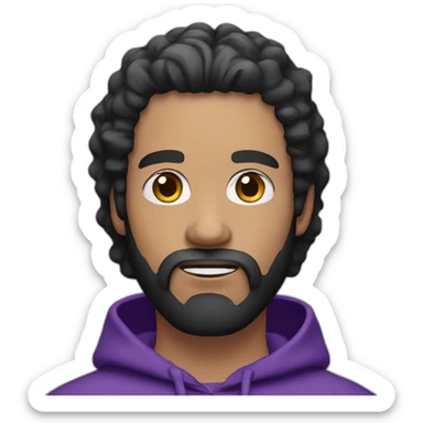 White man wirh Black hair and beard with purple hoodie  sticker
