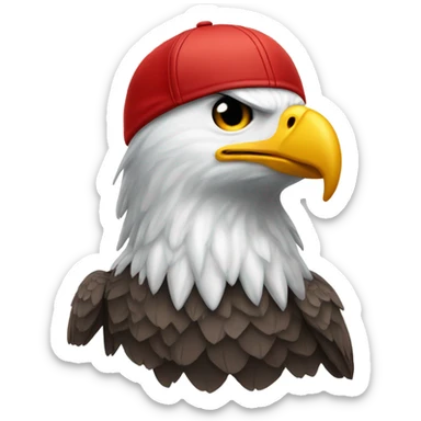bald eagle wearing a red baseball cap sticker