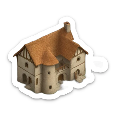 medieval architect working, overseeing a floor plan laid out on a piece of paper sticker