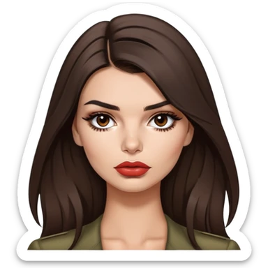 Emily Ratajkowski, brunette fashion model with long dark hair, pouty lips, and defined eyebrows sticker