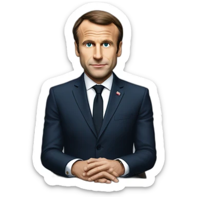 Macron met un bras tendu devant sa tête sticker