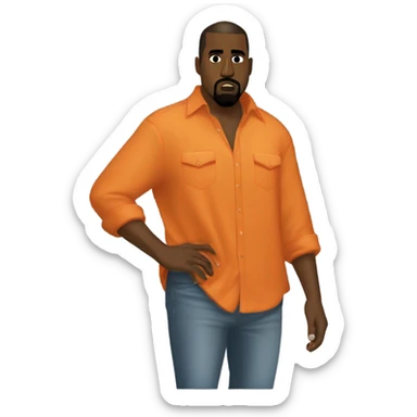 kanye west vestido Con una camisa naranja que tenga un zorro y sea una camisa de fútbol sticker