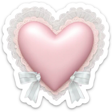rococo Pastel pink heart with white bow with lace and frills  sticker