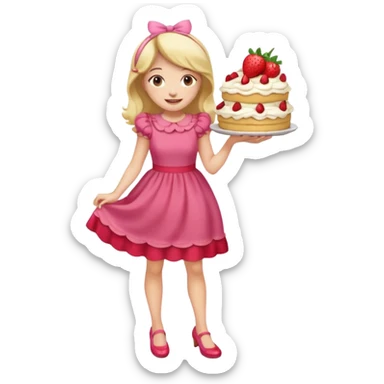 pretty and cute modern day strawberry shortcake full body with red shoes emoji sticker