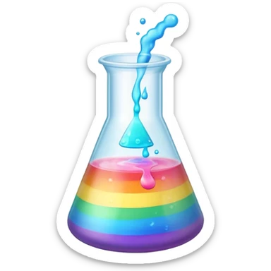 Photo realistic Science beaker full of blended pastel rainbow chemical sticker