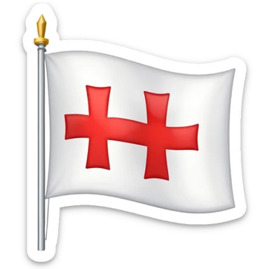 una bandera de fondo blanco, con una cruz que toca las 4 esquinas de la bandera sticker