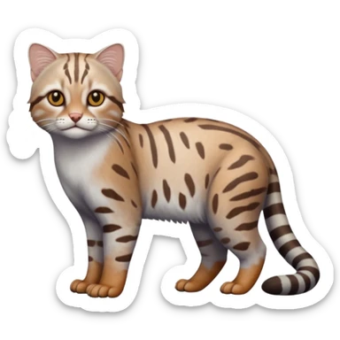 Realistic albino albinism colorful shiny glossy smooth whitish pastel dusky wild natural elegant lifelike Pallas-cat-ocicat-ocelot-Rusty-spotted-cat-fusion-hybrid-animal-creature, full body, hyper-realism sticker
