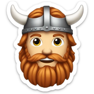 male viking with a reddish beard streaked with white sticker