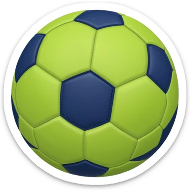 lime green colored football with navy-blue stitching and gray stripes sticker