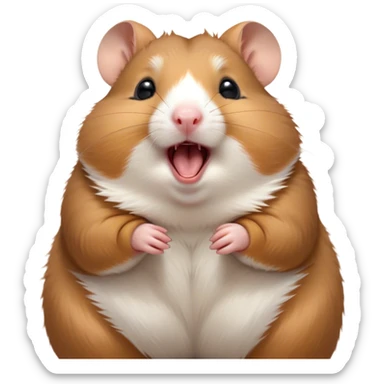 Cinematic Cute Yawning Brown Hamster Portrait Emoji, Head tilted slightly with a dramatic, wide-open yawn, showcasing a smooth, rich brown coat with tiny droopy ears, round dark eyes barely open in drowsy contentment, Simplified yet irresistibly adorable features, highly detailed, glowing with a soft, cozy glow, high shine, relaxed yet expressive, stylized with a touch of whimsy, bright and endearing, soft glowing outline, capturing the essence of a sleepy yet affectionate hamster, so drowsy it feels like it could stretch out of the screen and curl up for a nap! sticker