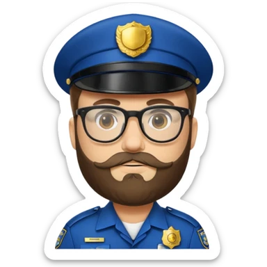 Police officer with glasses and beards(different uniform) sticker