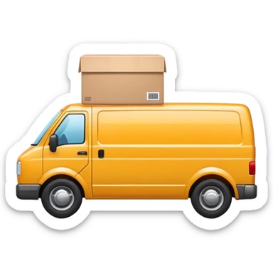 apple style emoji of a delivery van with a package, alternate version, representing Lieferung (delivery) sticker