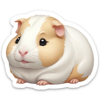Meme-Worthy Cute Sleeping White Guinea Pig Portrait Emoji, Head resting peacefully with a contented smile, showcasing a delightfully chubby build and a luxuriously soft pure white coat, eyes shut in a serene, cozy nap, Simplified yet hilariously adorable features, highly detailed, glowing with a soft, drowsy light, high shine, relaxed and utterly lovable, stylized with an air of playful laziness, bright and heartwarming, soft glowing outline, capturing the essence of a comically sleepy guinea pig, so meme-worthy it feels like it could instantly become the next viral sensation of adorable slumber! sticker