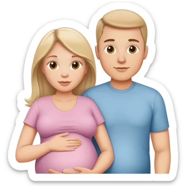 white pregnant woman and her husband sticker