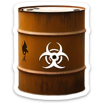 Biohazard symbol on a metal barrel sticker