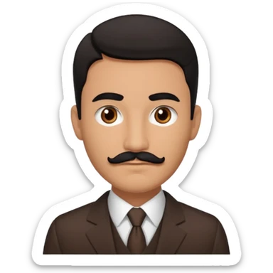 Jorge Palomino Y Cañedo with brown eyes, black hair and thin mustache, dark brown suit  sticker