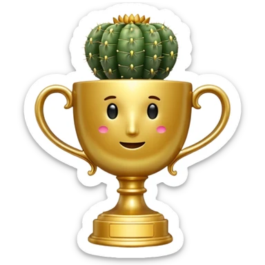 gold cactus cup trophy no face sticker