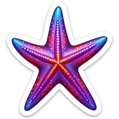 color gradient between red and purple glitter starfish sticker