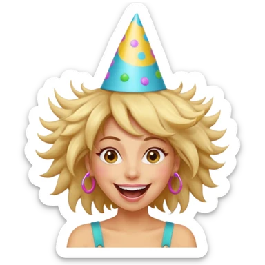 Funny, fast-talking, a little unpredictable. Life of the party vibes. woman with crazy hair
more dinamic emoji  sticker