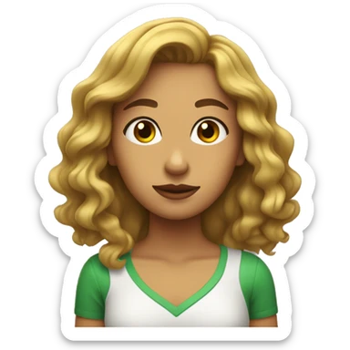 chica adolescente con el pelo  con ondas y rubio, ojos verdes sticker