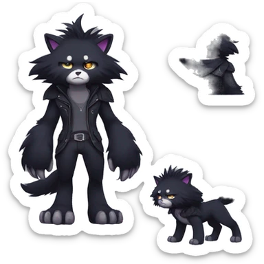 Dark Edgy Cool Shy Grumpy Fluffy FurSona Fakemon Full Body sticker