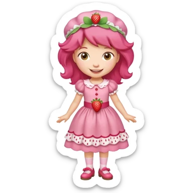 pretty and cute realistic modern day cartoon character strawberry shortcake full body sticker