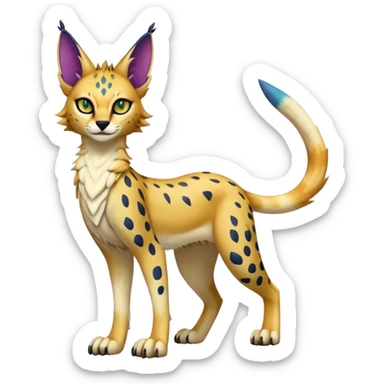 Epic Edgy Colorful ethereal eldritch Sergal-Serval-Fionbri full body sticker