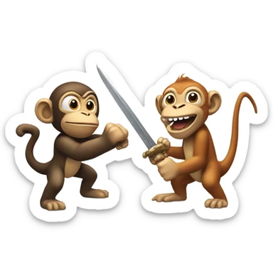 Sword fight between monkey and Dino  sticker