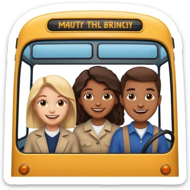 Three people on a bus sticker