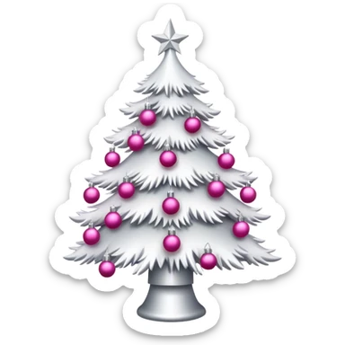 white Christmas tree with pink ornaments sticker