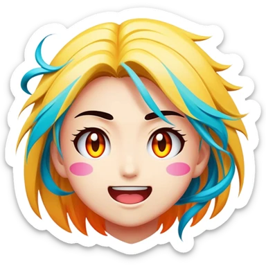 Cinematic Realistic Manga Comics Emoji, depicted as a dynamic stylized illustration inspired by Japanese manga art with bold lines and expressive characters, rendered with vibrant textures and energetic colorful lighting that captures its iconic style. sticker