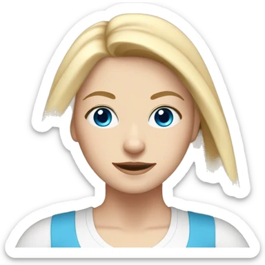 white woman with long blonde hair, blue eyes and cat shaped eyes wearing a yoga outfit  sticker