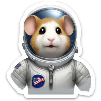 A hamster wearing a spacesuit sticker