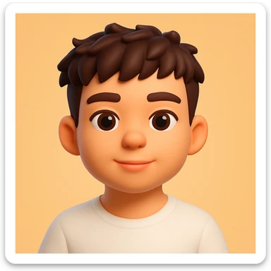 Transform this portrait into a 3D emoji style. Create a 3D emoji style portrait with smooth shading, vibrant colors, and a friendly expression, resembling Microsoft style 3D fluent emojis. sticker
