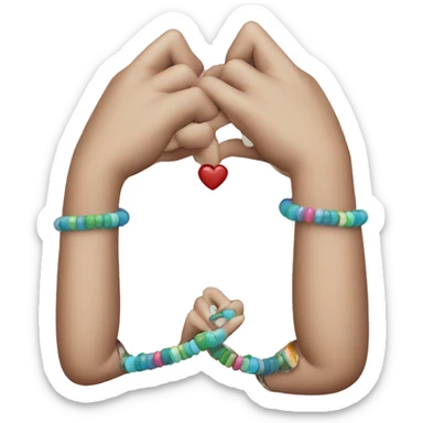 Heart hand wearing beaded bracelets sticker