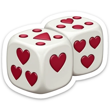 two dices in with burgundy red heart details sticker