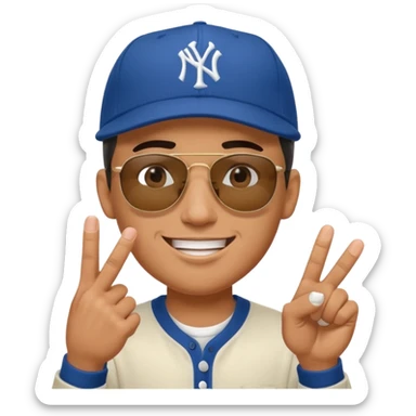 Cool hip guy with NY baseball cap and sunglasses doing the middle finger sticker