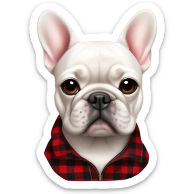 French bulldog wearing a black and red checkered flannel sticker