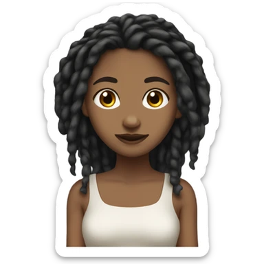 Tan girl with black locs dark white dress full body sticker