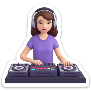 girl playing DJ set sticker