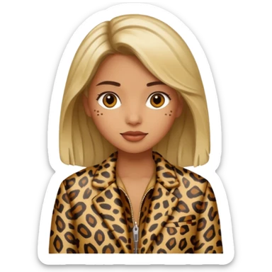 Girl with animal print jacket sticker